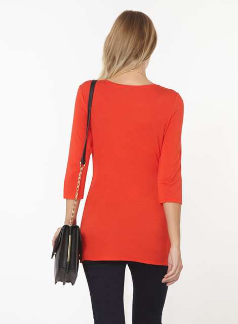 **Maternity Red Scoop Neck T-Shirt